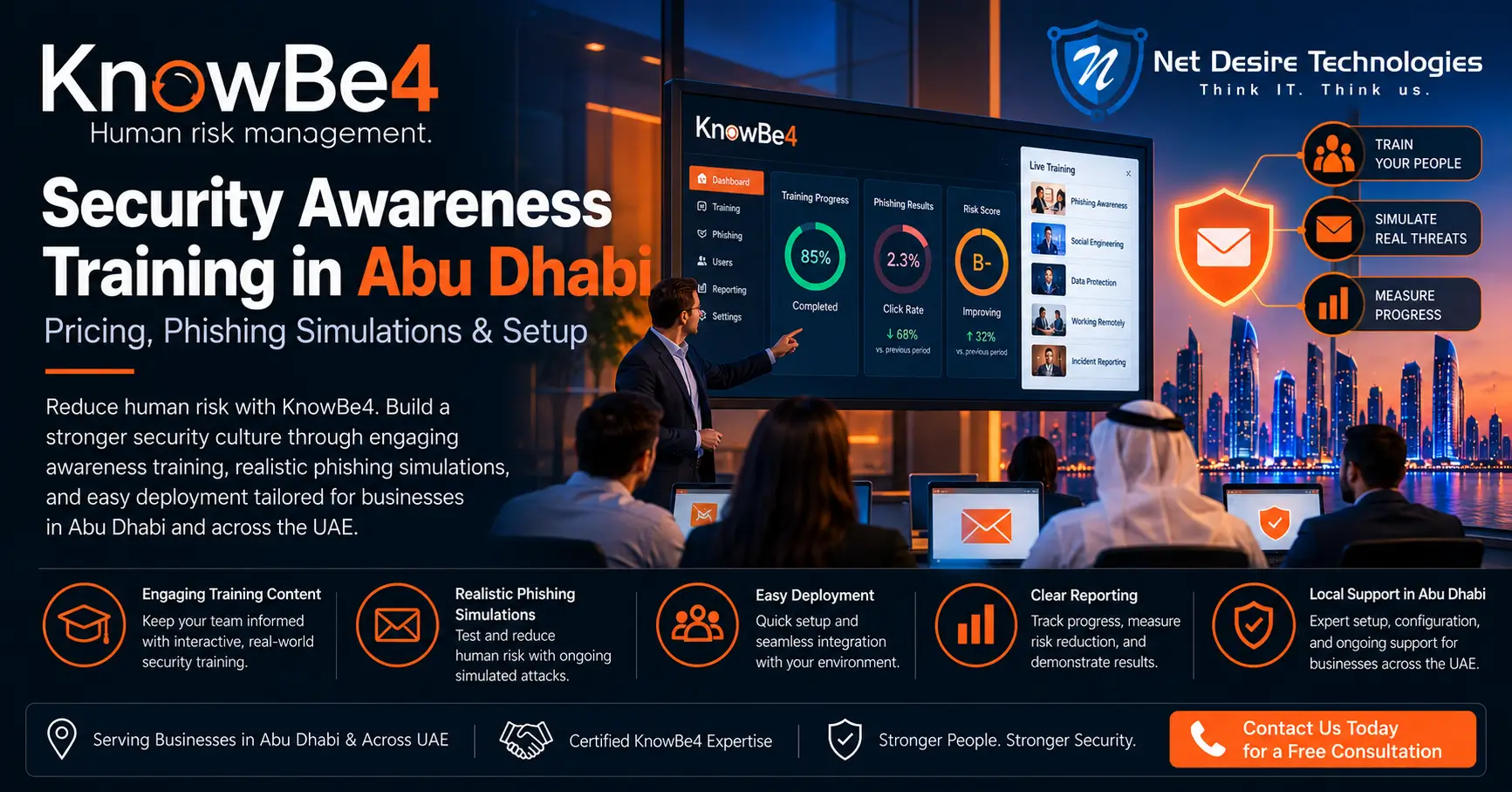 KnowBe4 Security Awareness Training in Abu Dhabi Pricing, Phishing Simulations & Setup